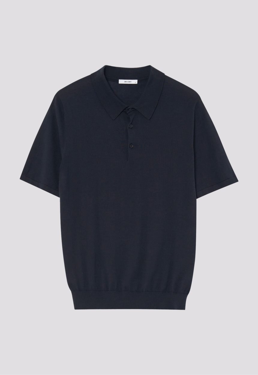 Jac + Jack Pointier Knitted Cotton Polo - Darkest Navy